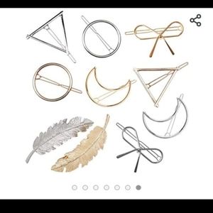 Brand New Silver and Gold Coloured Hair Clips/Barettes x 10